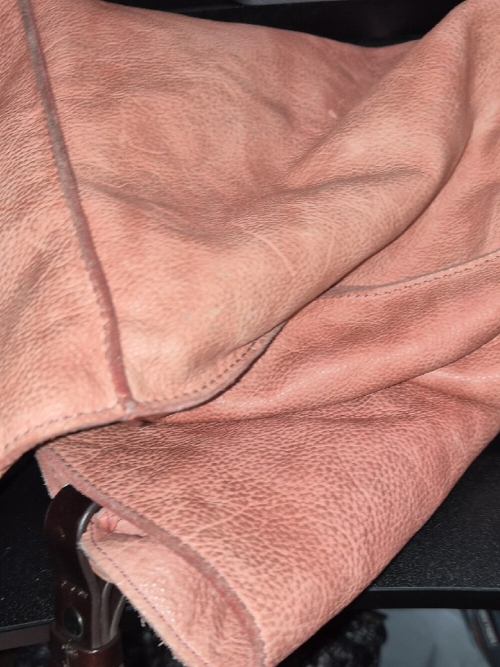 Soft Pink Leather Hobo Tote - Picture 3 of 3